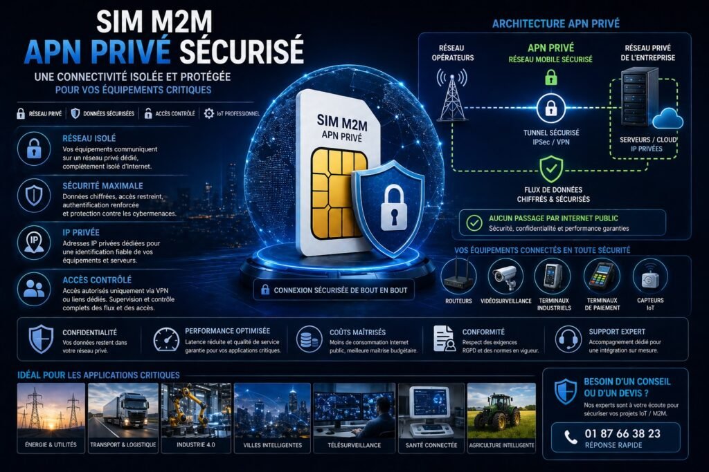 solution SIM M2M APN privé sécurisé IoT réseau isolé entreprise transmission données sécurisées sans internet public VPN IPsec connectivité professionnelle